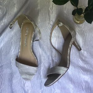 White Faux Snake Skin Heels